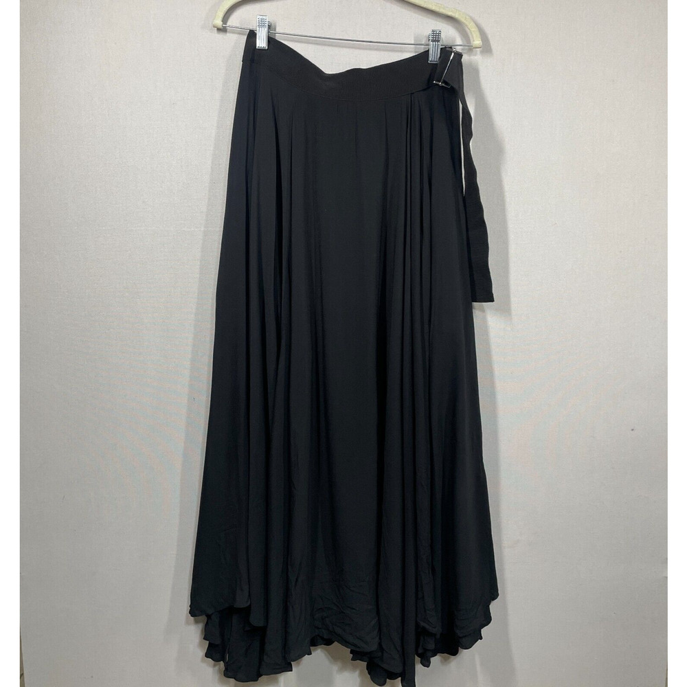 G. Label by Goop Skirt Women 6 Black Classic Minimalist Faux Wrap Asymmetrical